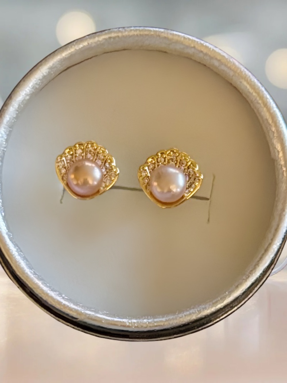 Gold Pearl Shell Stud Earrings - Women Jewelry